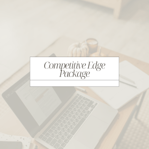 Text that says, "Competitive Edge Package" over a picture of a laptop.
