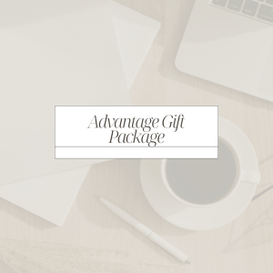 Text that says, "Advantage Gift Package"