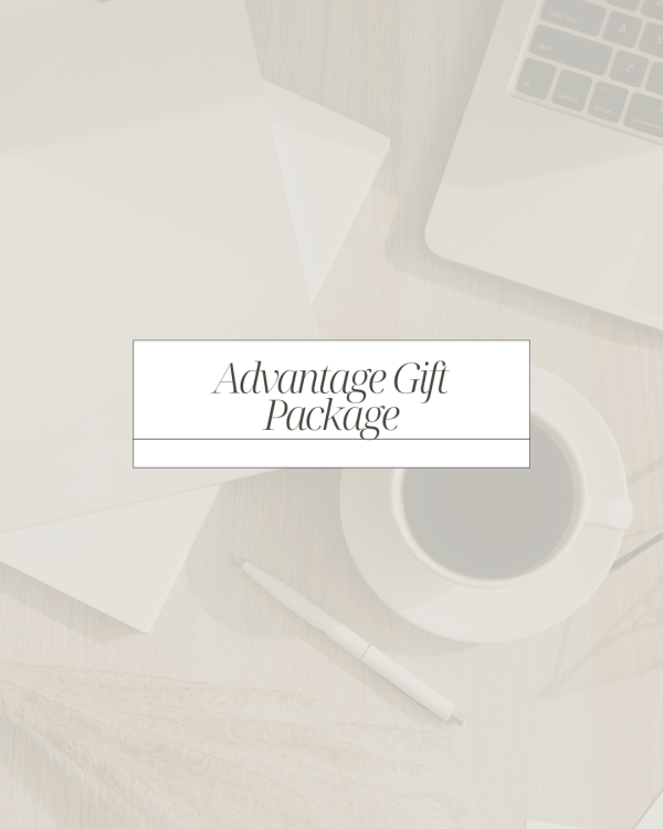 Text that says, "Advantage Gift Package"